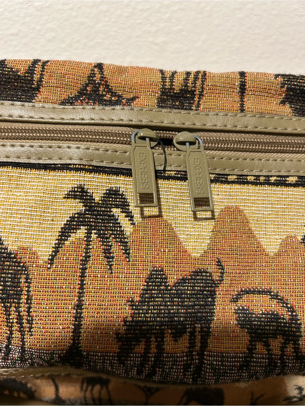 Safari-Print Travel Tote in Olive & Tan - Picture 7 of 12